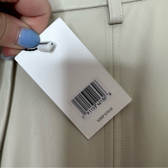 NWT Jason Wu XS Vegan Faux Leather Neutral Split Leg Trousers - Picture 10 of 10